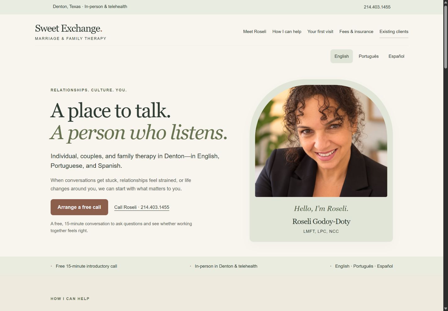 Sweet Exchange Therapy website design